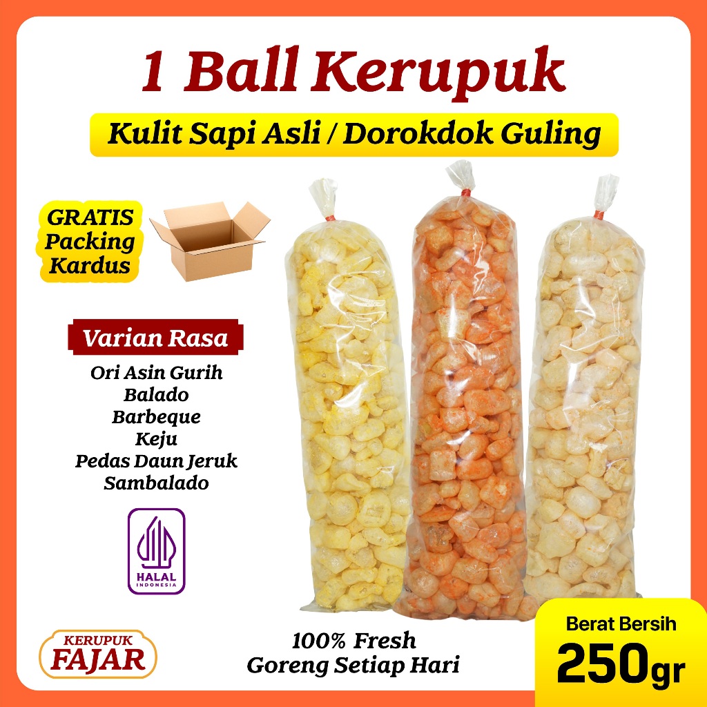 

1 BALL KERUPUK KULIT SAPI ASLI 250GR DOROKDOK KILOAN VIRAL MURAH ENAK HALAL RENYAH