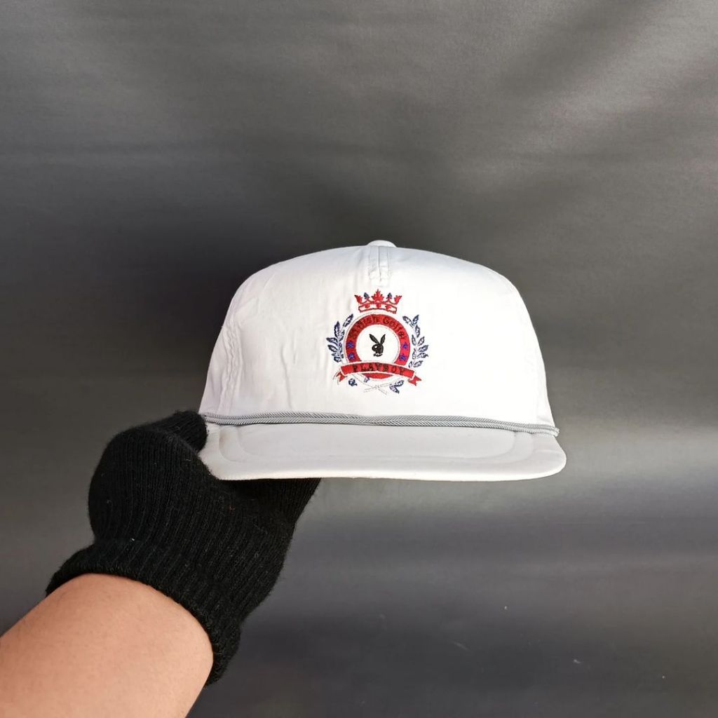 Topi Vintage Rope Hat Topi Tali Kapal Topi Golfer Unisex Pria Wanita PLAYBOY Broken White Original