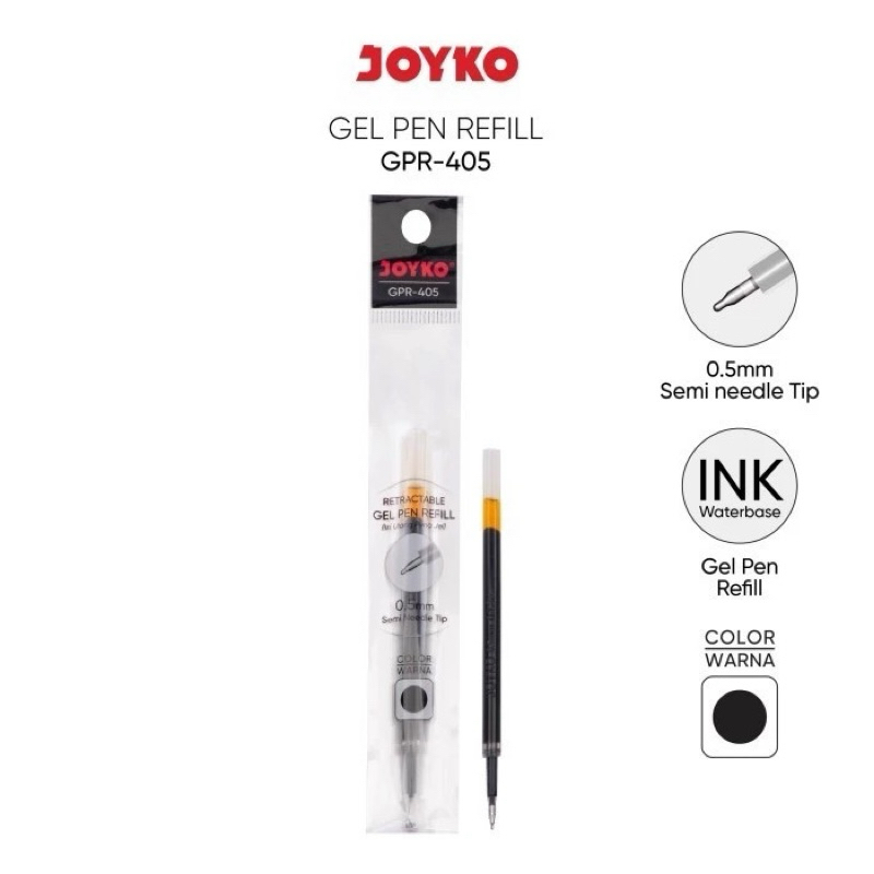 

( 24 BIJI ) Retractable Gel Pen Refill Isi Ulang Pena Jel Joyko GPR-405 0.5 mm