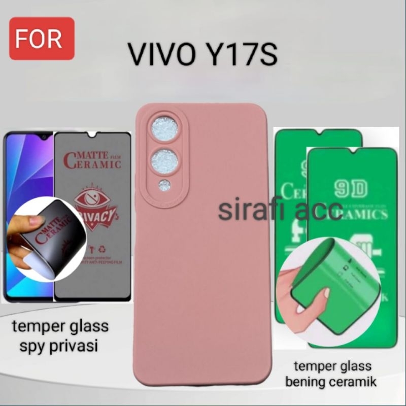 SOFTCASE PRO KAMERA VIVO Y17S. SILIKON MACARON GANDI TPU FULL COLOR+ CASE BENING HITAM PUTIH+ TG SPY