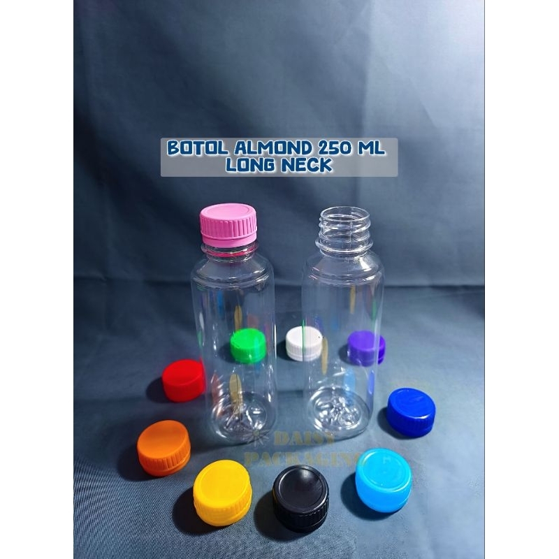 Botol Almond 250 mL Long Neck / botol plastik PET Almond 250 ml long neck