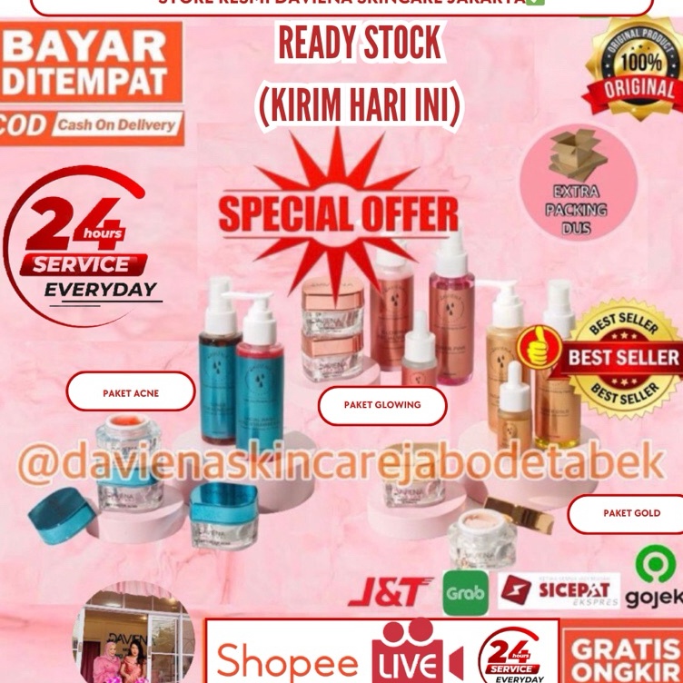 KODE G3W6 DAVIENA SKINCAREPaket Glow Gold Acne Daviena SkincareGOLD GLOW ACNE SERIES DAVIENA SKINCAR
