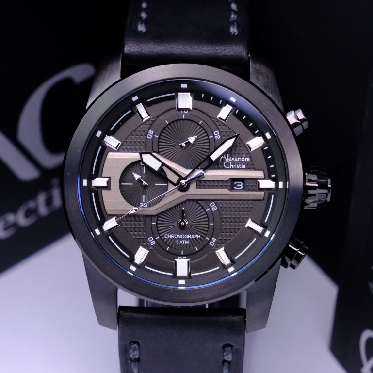 Alexandre Christie Pria Terbaru Chronograph Series Original Warna Full Black - AC6562