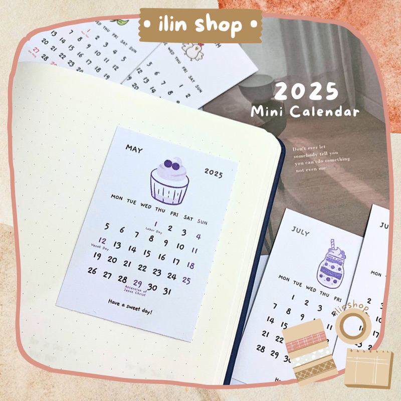 2025 Mini Calendar Doodle Cute Aesthetic / Kalender Mini Estetik Minimalis