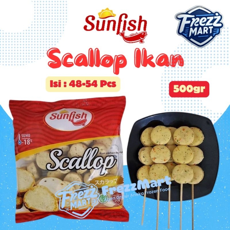 

SunFish Fish Scallop 500gr Olahan Ikan Beku Frozen Food