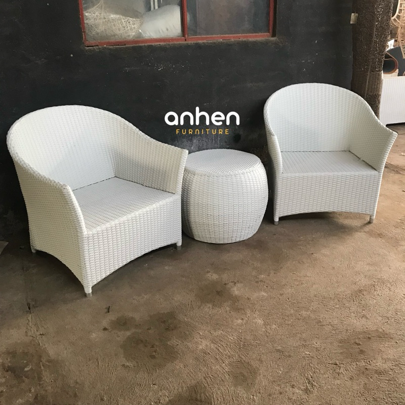 Set Kursi Teras Rotan Sintetis / Kursi Outdoor Rotan Sintetis / Kursi Kolam Renang Rotan Sintetis