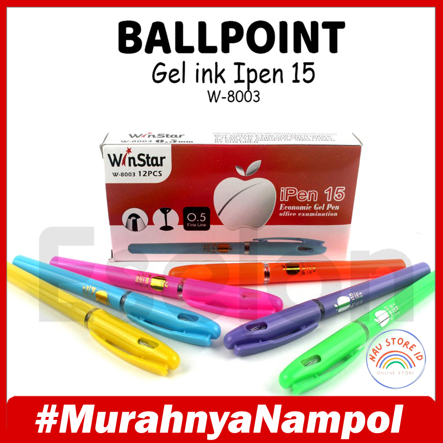 

Pulpen Gel hitam isi 12 biji / 12pcs Pulpen ipen15 WS-8003 /1pak Pulpen Gel WS 0,5
