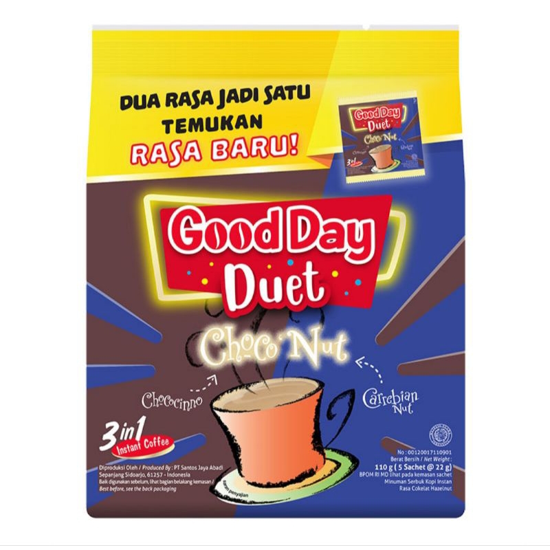 

Good Day Duet Choco Nut 5 x 22 g Kopi Instan