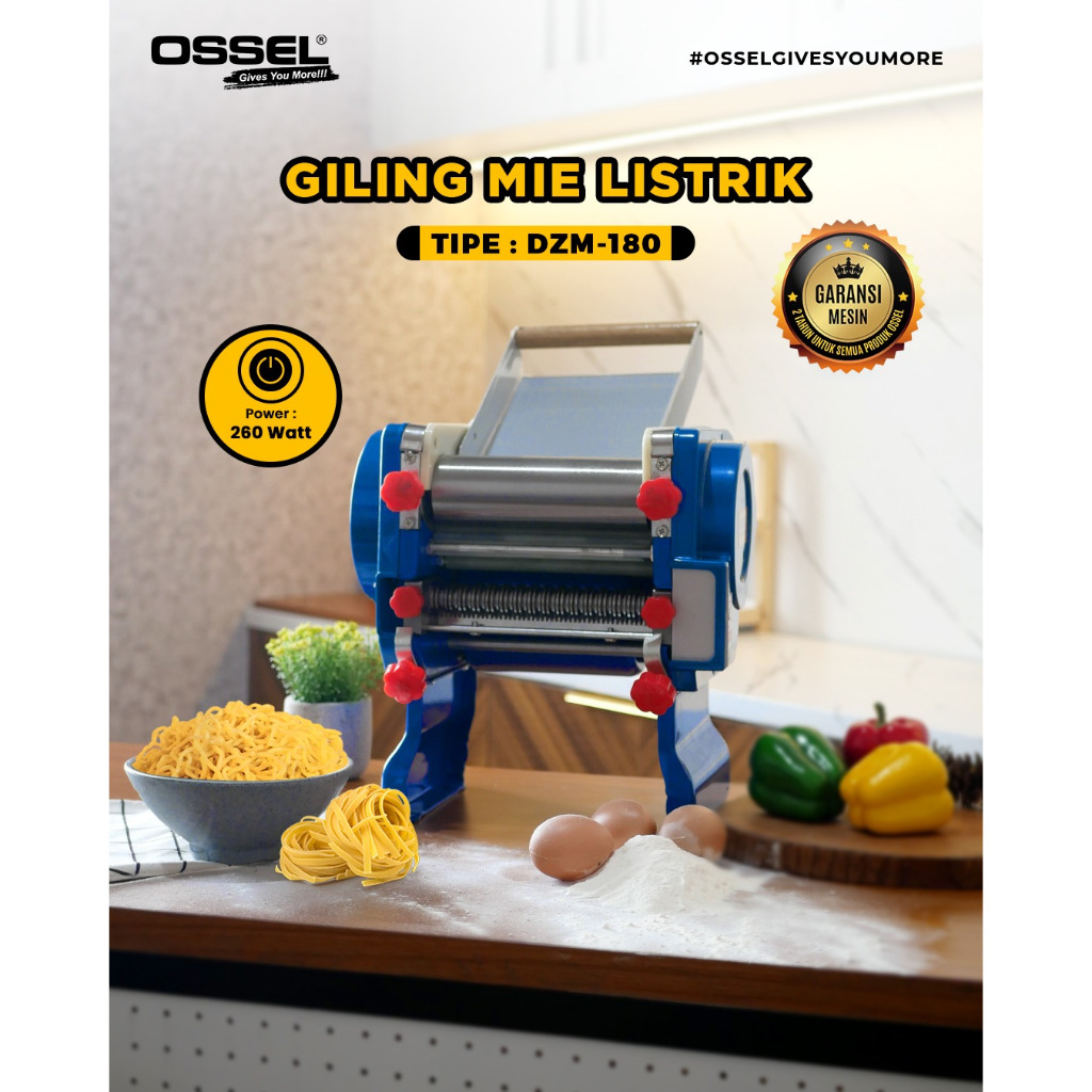 OSSEL GILING MIE LISTRIK OSSEL TYPE DZM-180 OSSEL CETAK PANGSIT MESIN PENIPIS ADONAN OSSEL