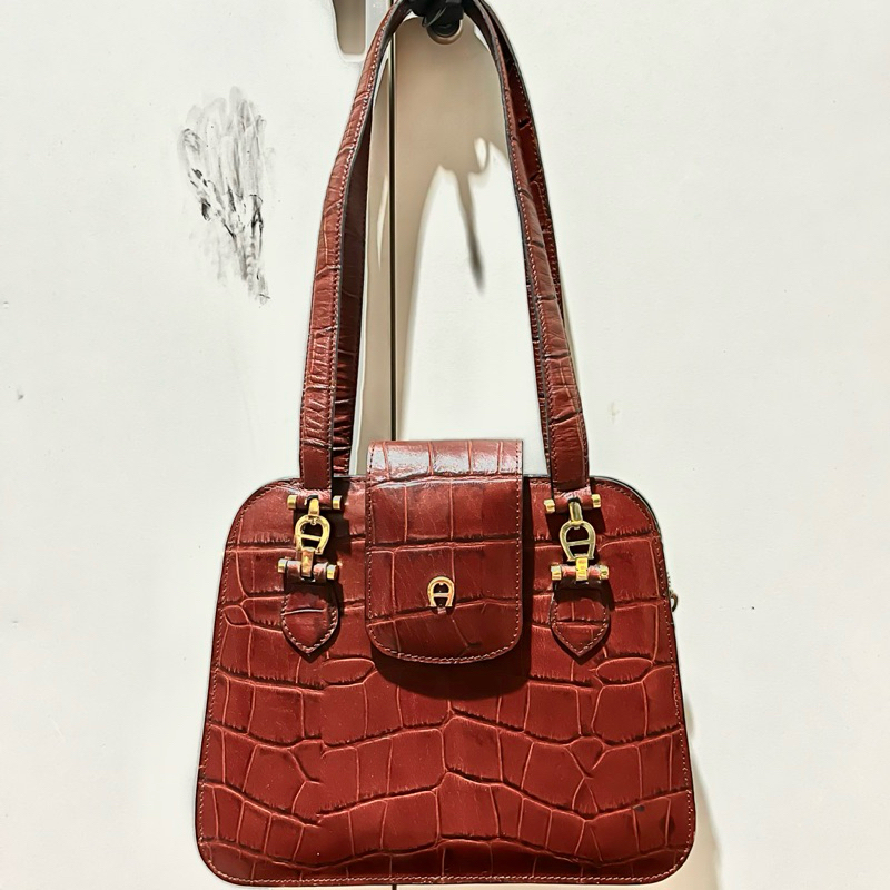 Aigner Vintage Croco Shoulder Bag
