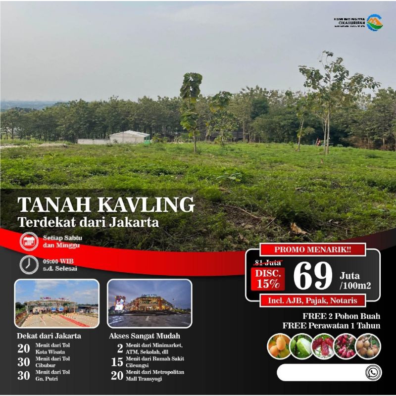 TANAH KAVLING LOKASI DEKAT JAKARTA 20 MENIT DARI CIBUBUR