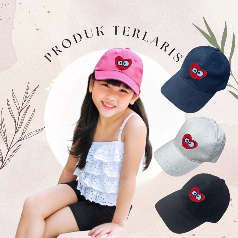 TOPI BASEBALL ANAK TEMPEL LOVE LUCU/CDG FREE BORDIR NAMA
