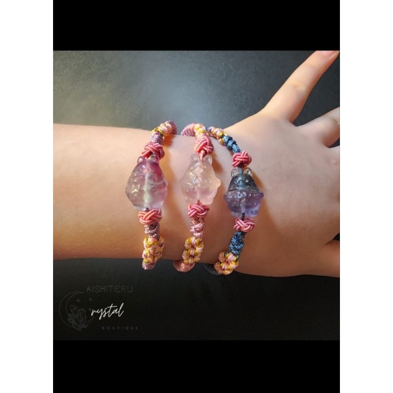 DIY Totoro Fluorite with Rope - Gelang Crystal / Gelang Kristal / Gelang Batu Alam