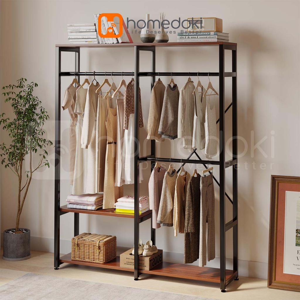 Homedoki Rak Baju Gantung/Rak Gantung/Stand Hanger/Rak Baju/ Rak Pakaian/Rak Gantung Baju Besi