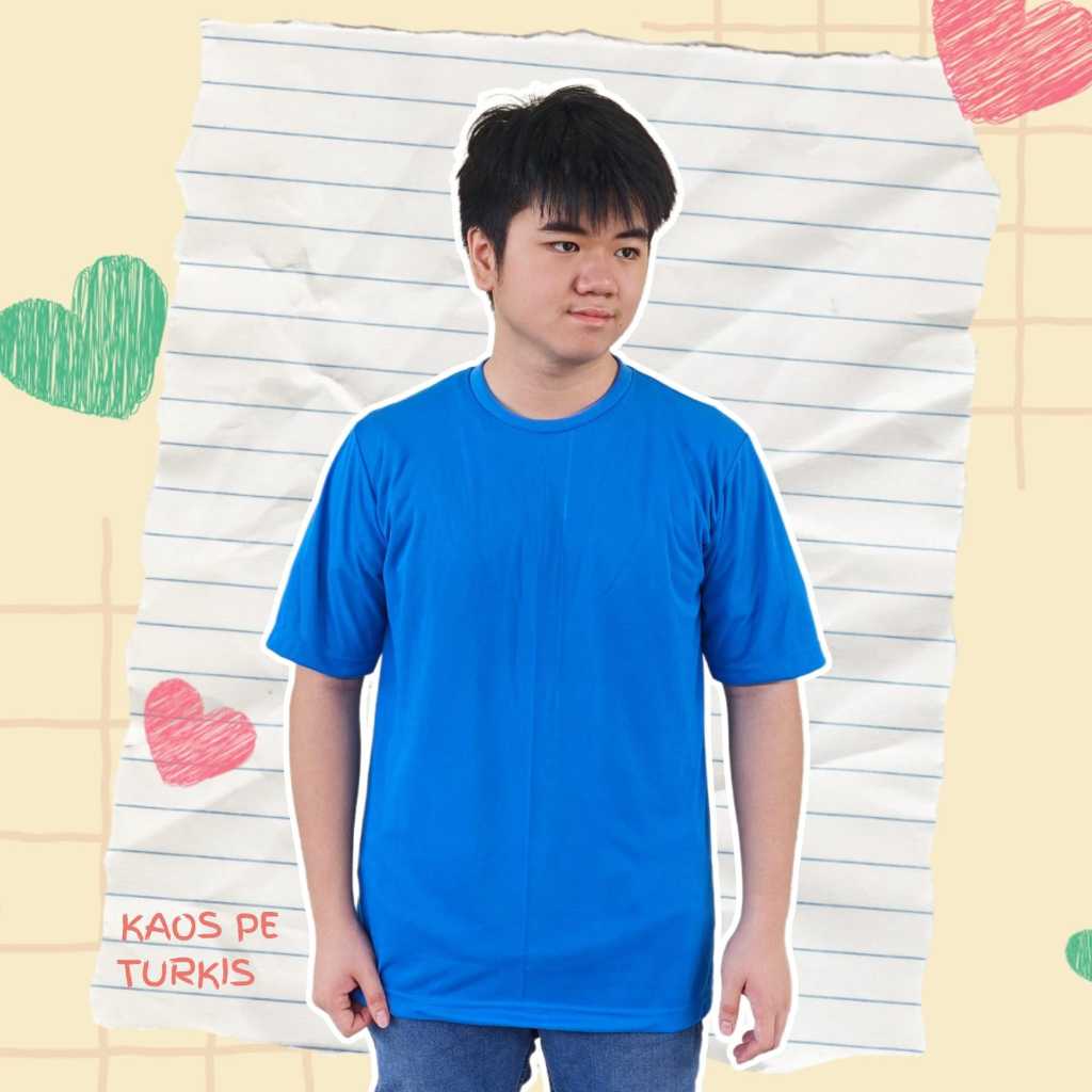 Kaos Oblong Polos Warna Biru Turkis All Size
