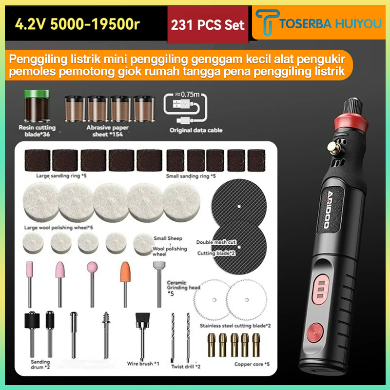 Bor Mini Penggiling Listrik 24-231PCS - Mesin Ukiran dan Penggiling Listrik, Bor Mini Listrik dengan