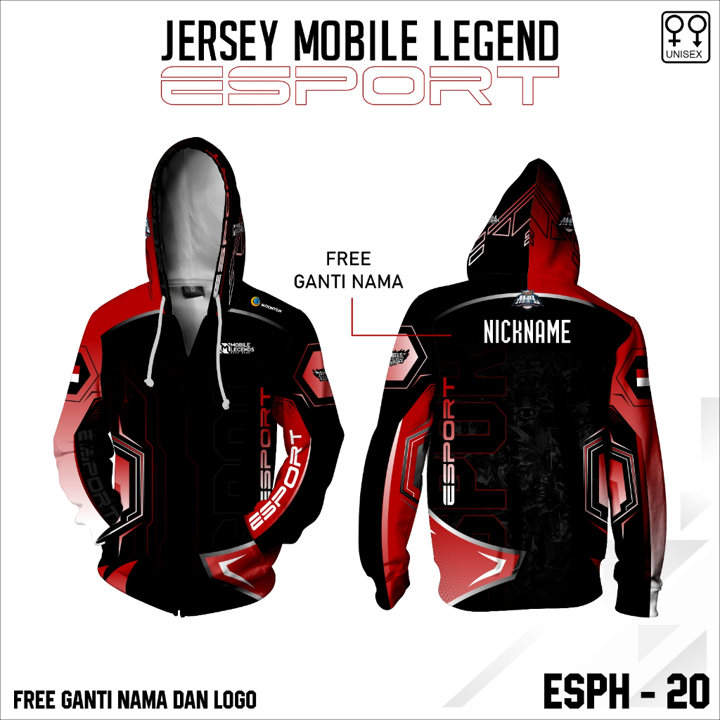 Jersey hoodie zipper esport mobile legend baju gamres lengan panjang