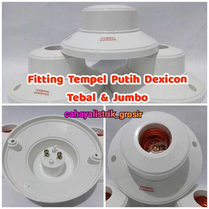 Fitting Fiting Piting Lampu Plafon Tempel DEXICON Putih Fitting Tebal dan Jumbo