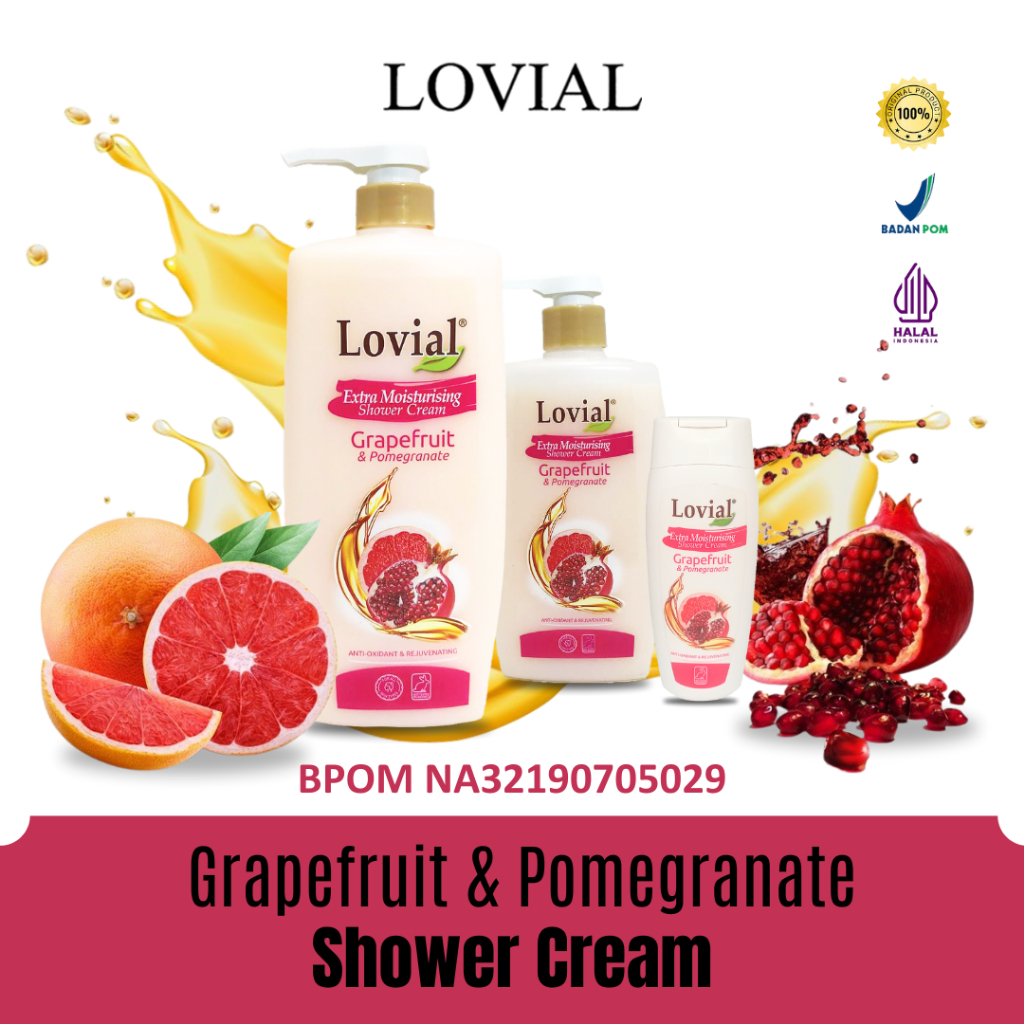 Lovial - Shower Cream Grapefruit & Pomegranate - Sabun Mandi Cair Anti-Bacterial Ekstrak Royal Jeruk