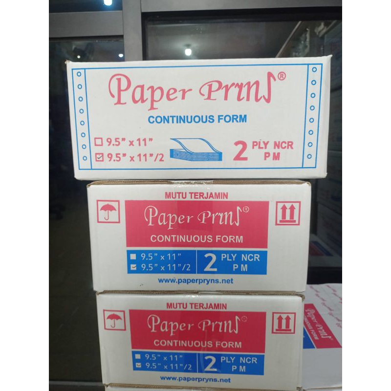 

paperpryns kertas CONTINUOSform9,5x11:2(bagi:2)2plyputihmerah