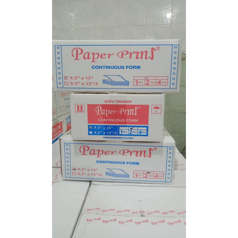 

paperpryns kertas CONTINUOSform9,5x13/2(bagi:2)2plyFOLIOputihmerah
