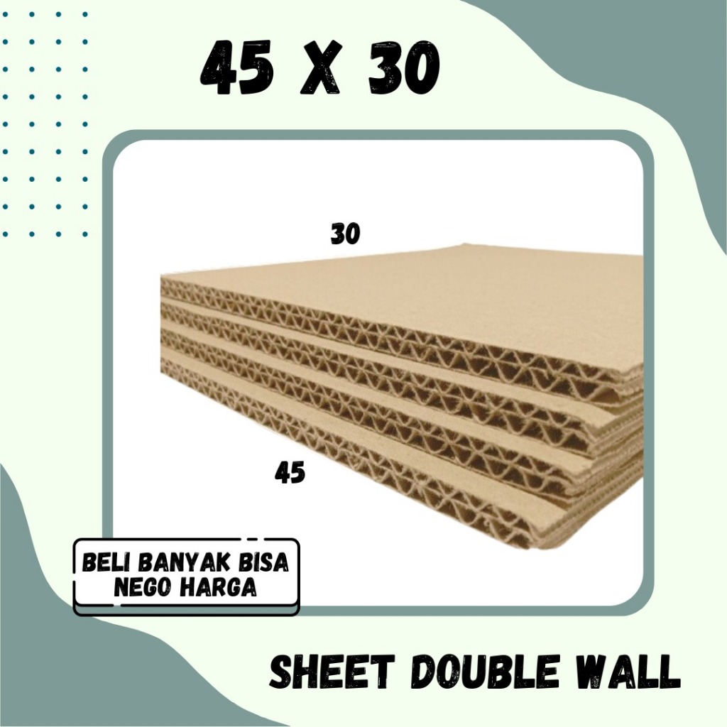

Sheet 45x30 / 45x20 / 45x10 Lembaran Bahan Polos Double Wall Kardus Coklat Karton Packing