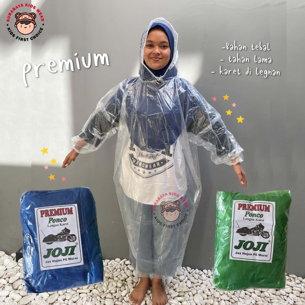 Jas Hujan Pria / Wanita Bahan Plastik Tebal Premium Warna Bening Lengan Karet