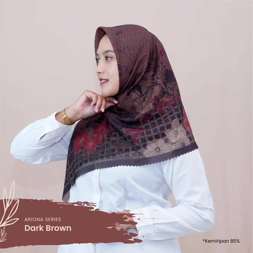 Arva Hijab - ARIONA Series -  Hijab Motif Persegi Printing - Kerudung Segiempat Motif Premium anti L