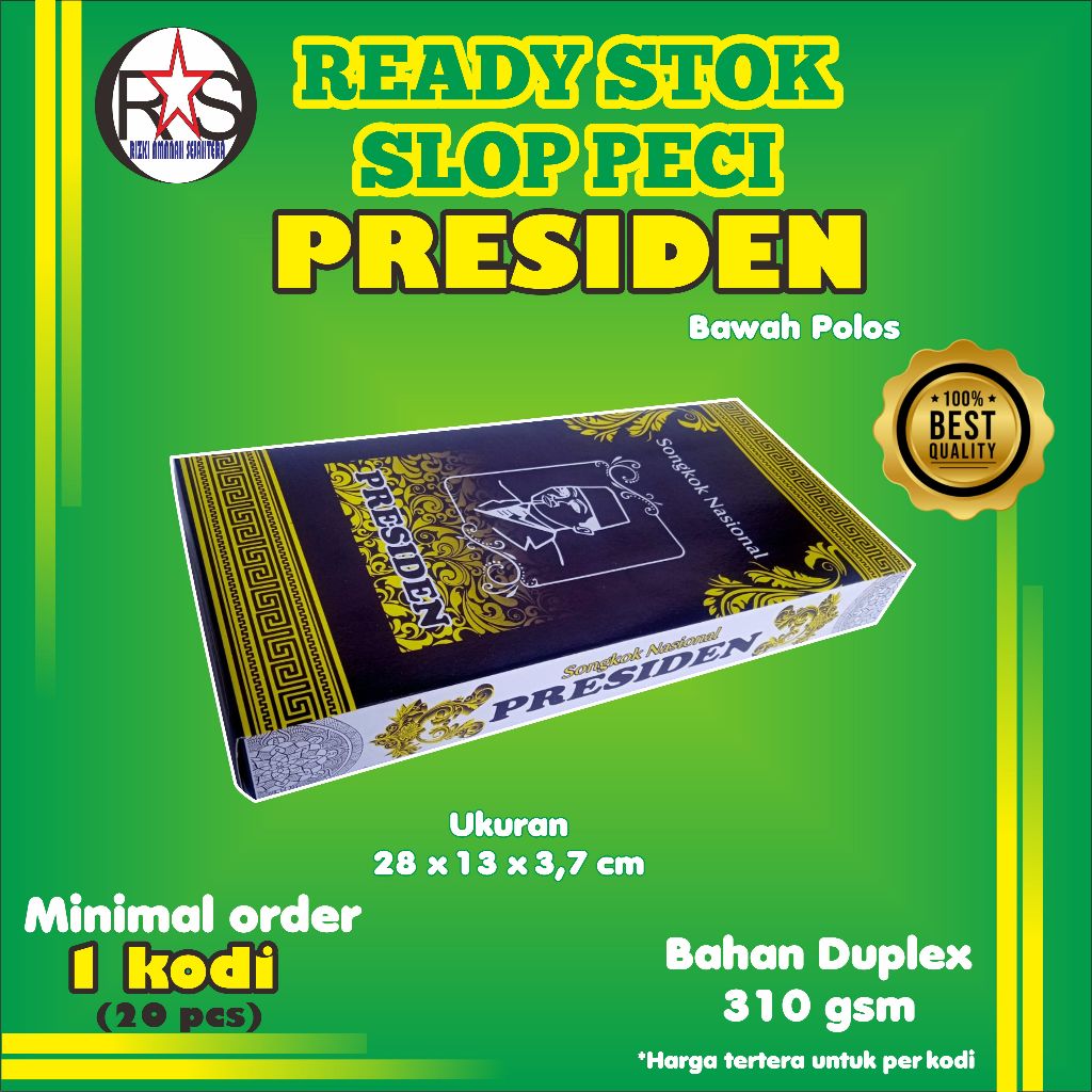 

Dus/slop peci presiden 2 warna bawah polos murah bahan duplek 310 gsm