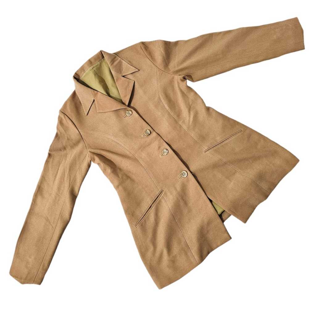 OMH Baju Kemeja Jas Blazer Cewek Wanita Lengan Panjang Warna Coklat Susu