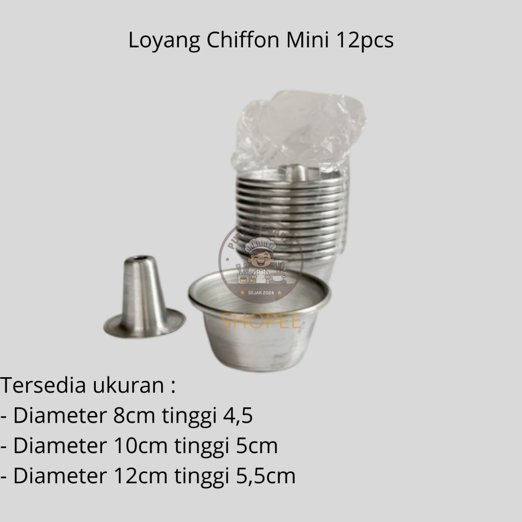 Loyang Chiffon Mini / Cetakan Kue Bolu / Cetakan Chiffon Mini 1 Lusin Bongkar Pasang