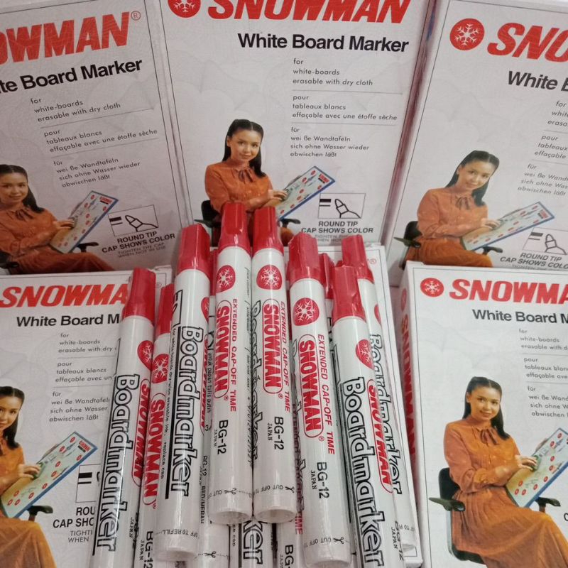 

Spidol non permanen merah 1dus 12pcs #SNOWMAN WHITE BOARD MARKER