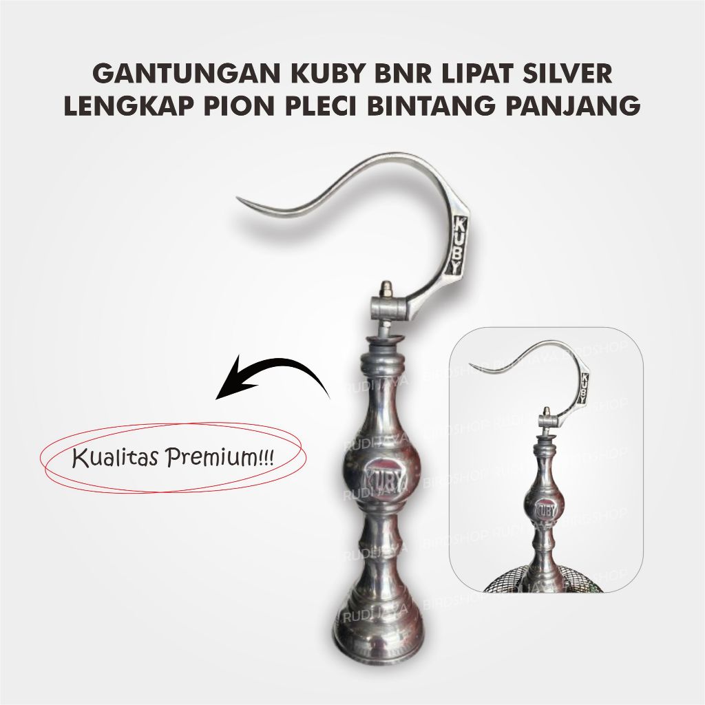 GANTUNGAN KUBY BNR LIPAT SILVER LENGKAP PION KUBY BINTANG PANJANG PLECI SANGKAR BURUNG KONIN SOGON
