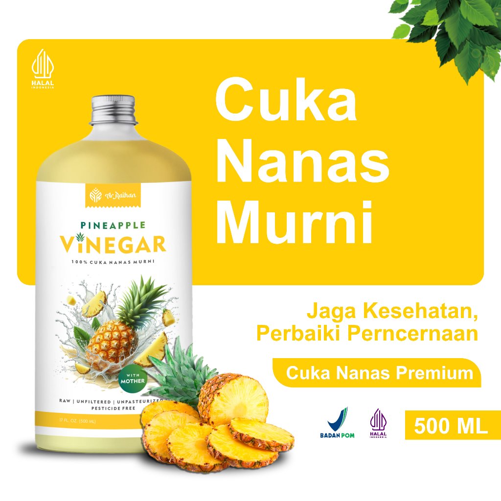 

￼AR-RAIHAN CUKA NANAS 500ml ORIGINAL WITH MOTHER/CUKA NANAS ORGANIK MURNI TANPA CAMPURAN/PINEAPPLE CIDER VINEGAR WITH MOTHER/CUKA NANAS UNTUK KESEHATAN/MINUMAN KESEHATAN ASLI/CUKA NANAS ORIGINAL 100% MURNI ASLI/CUKA NANAS nenavin