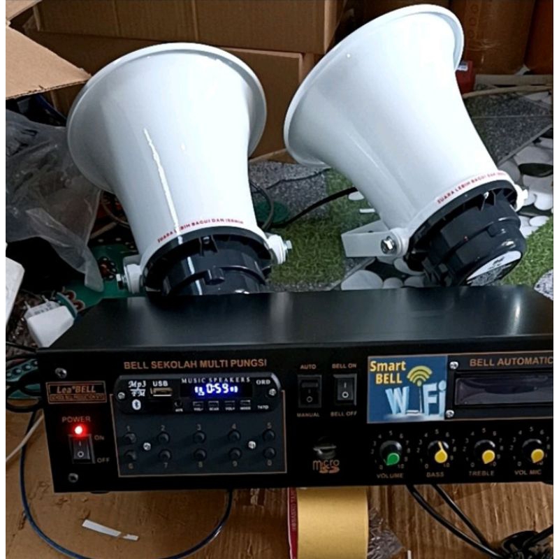 bell sekolah otomatis wifi dengan 2 speaker tanpa mic.
