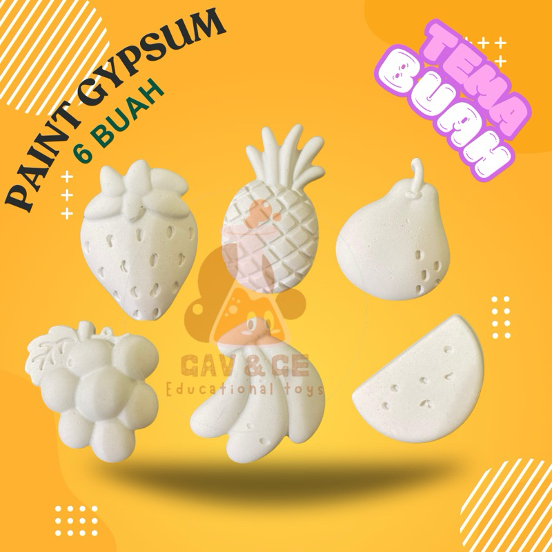 PAINT GYPSUM GIFSUM / PATUNG MEWARNAI GYPSUM / PAKET MEWARNAI PATUNG ANAK / GYPSUM BUAH