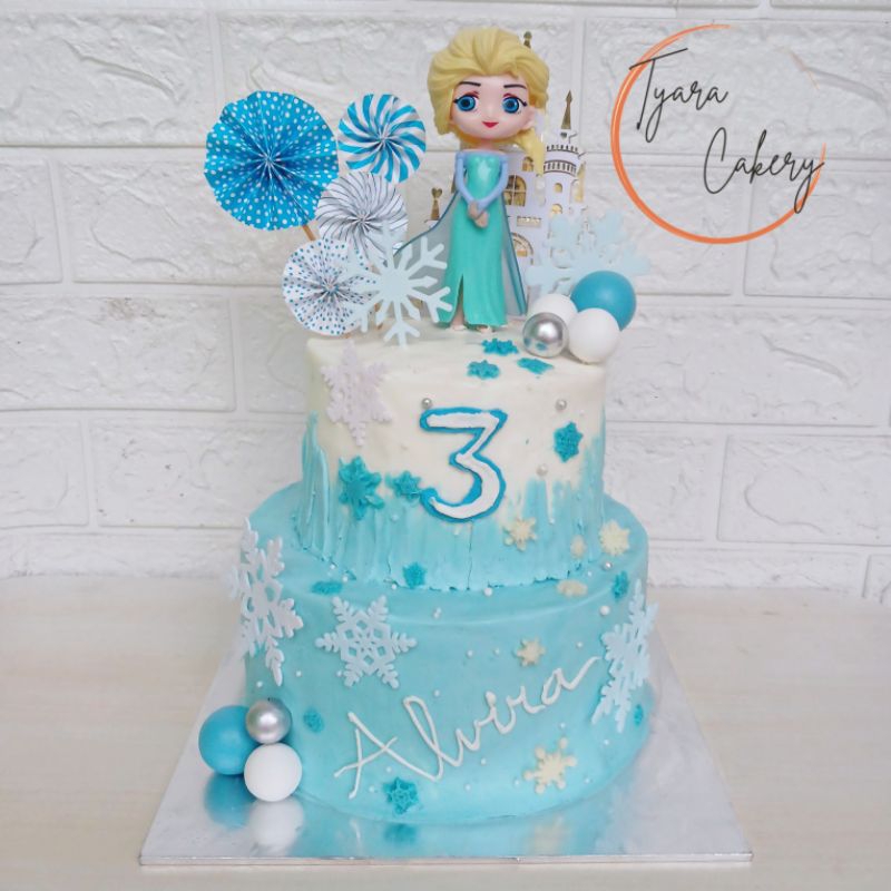 

KHUSUS OFFLINE | Cake Elsa Frozen 2 Tier | Cake Tema Frozen 2 Tingkat