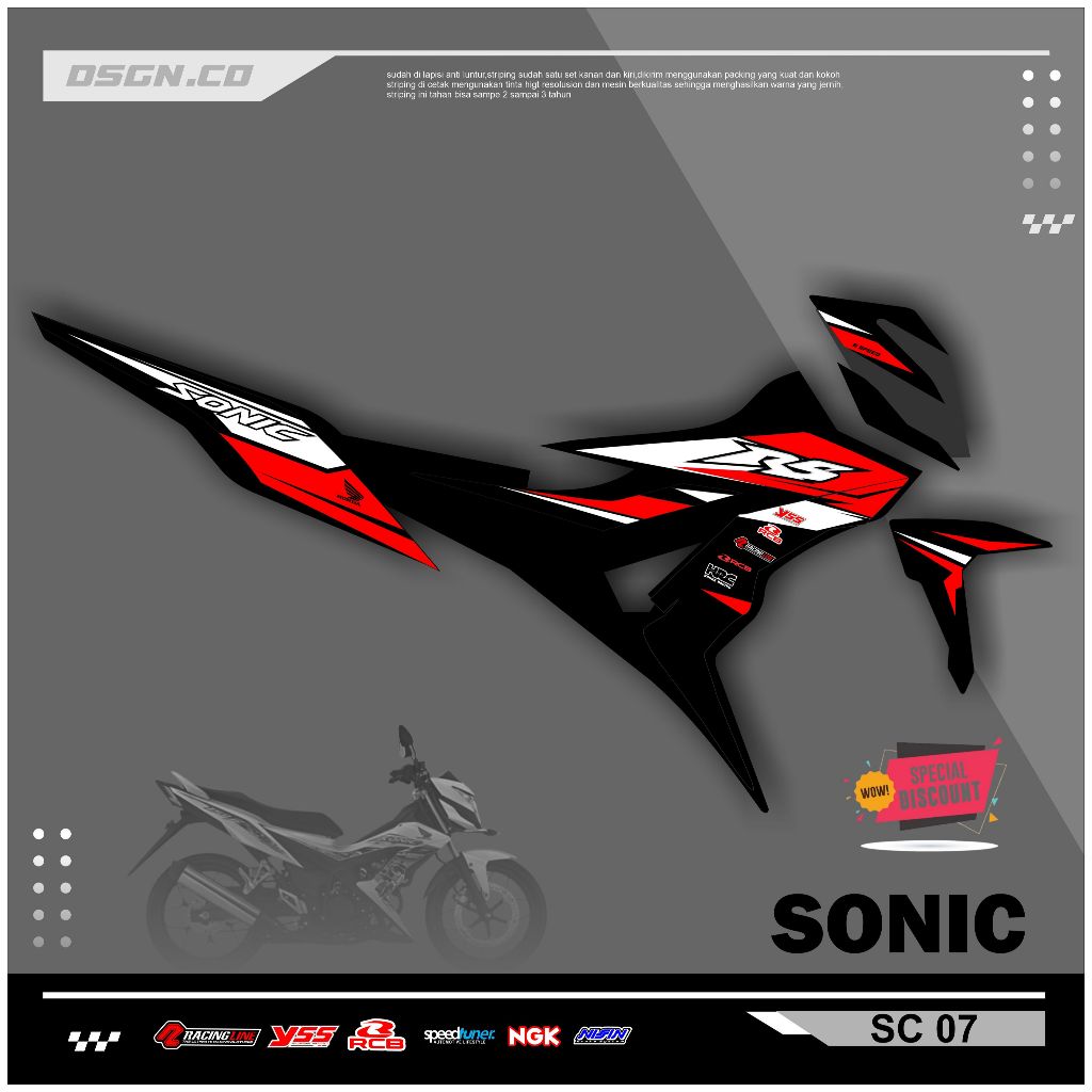 Striping Variasi Honda Sonic 150R / Sticker Honda Sonic variasi motif simple keren kode 07