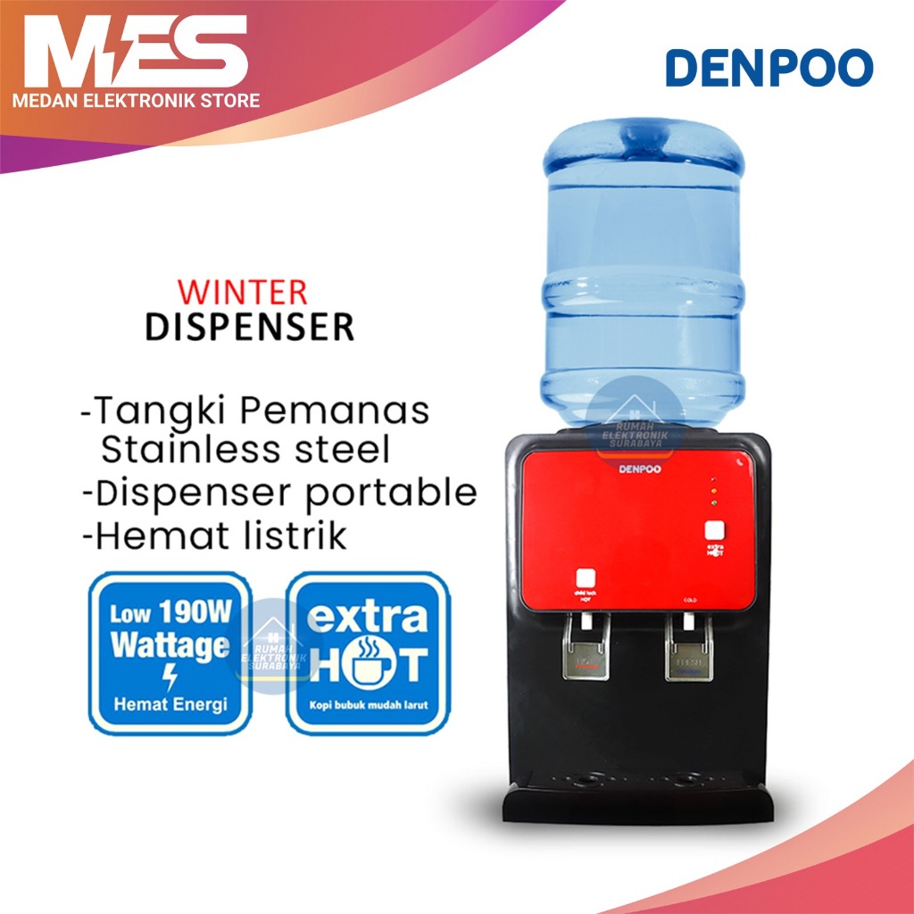 ( NEW ) Denpoo Dispenser Meja Panas Dan Dingin Winter Low Watt 190 Watt