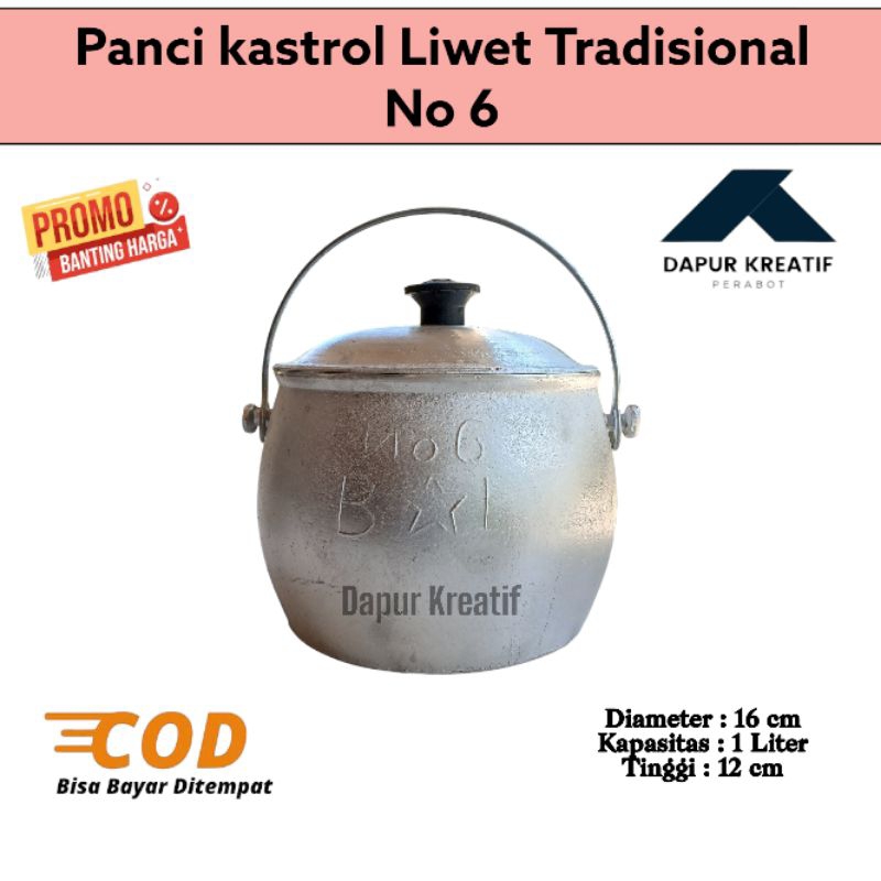 Kastrol Liwet No 6 ( 1 liter ) Panci kastrol liwet tradisional alumunium Tebal Murah