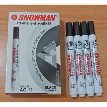 

Spidol Permanen SNOWMAN AG12 Permanent Marker AG 12 - Hitam Per Pak isi 12 Pcs