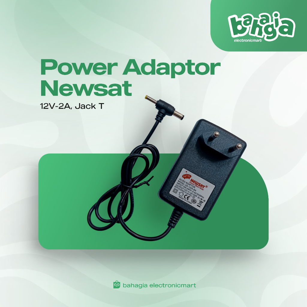 Power Adaptor NEWSAT / Adaptor Newsat 12V 12 Volt 2A 2 Ampere / AC DC Jack Jek T