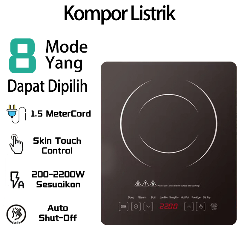 Kompor Listrik Low Watt Kompor Induksi Portable -Kompor Listrik 1 Tungku 200-2200W Kompor Induksi