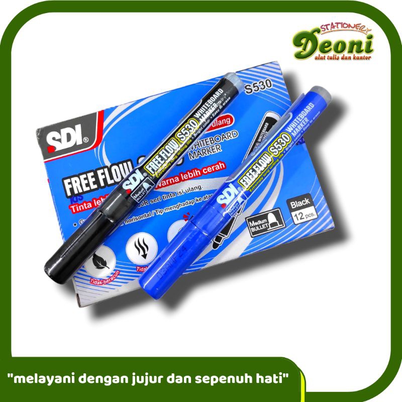 

SDI S530 Free Flow Whiteboard Marker - Spidol Biru Hitam Merah 1pcs