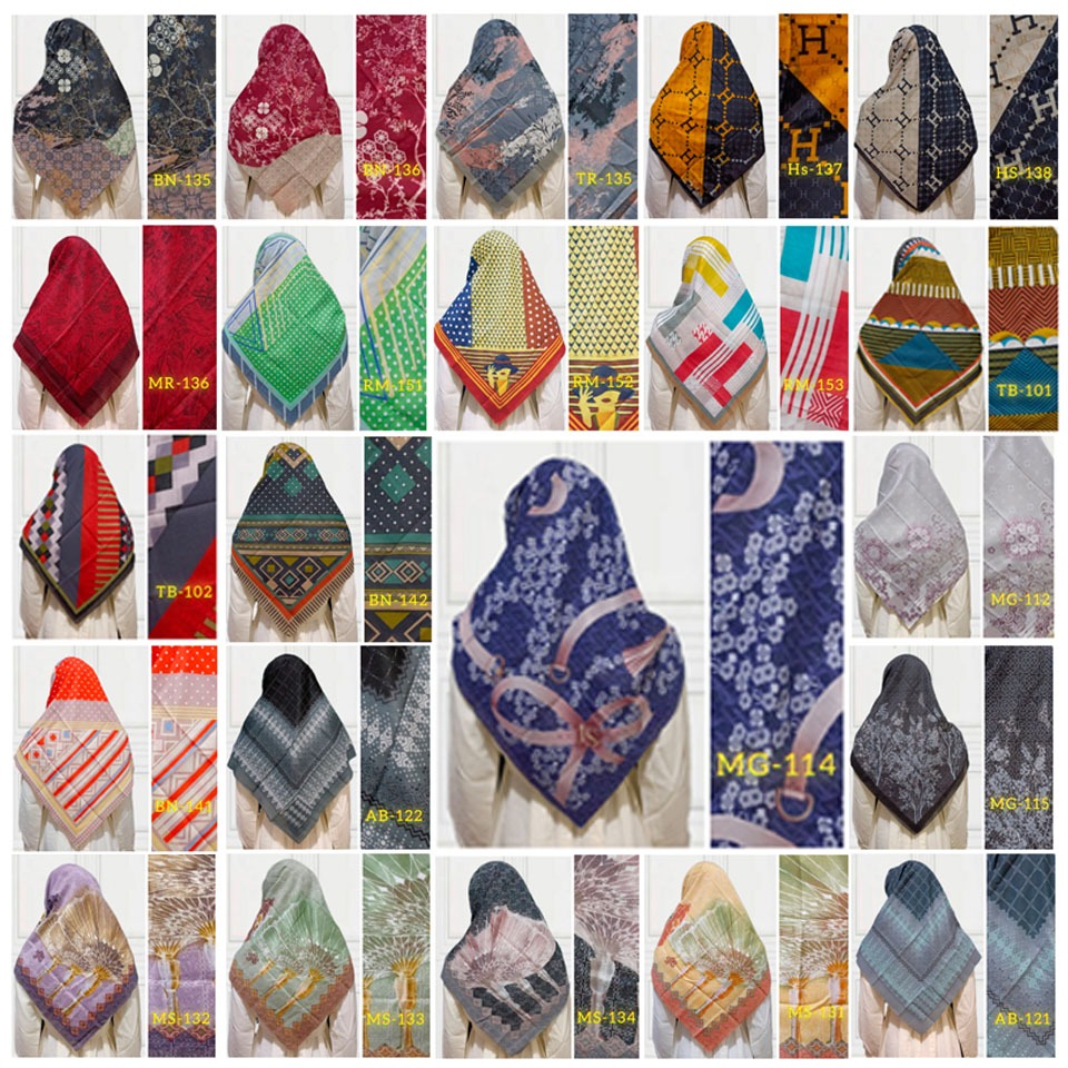 Jilbab segi empat motif bahan voal / hijab voal motif / hijab motif grosiran