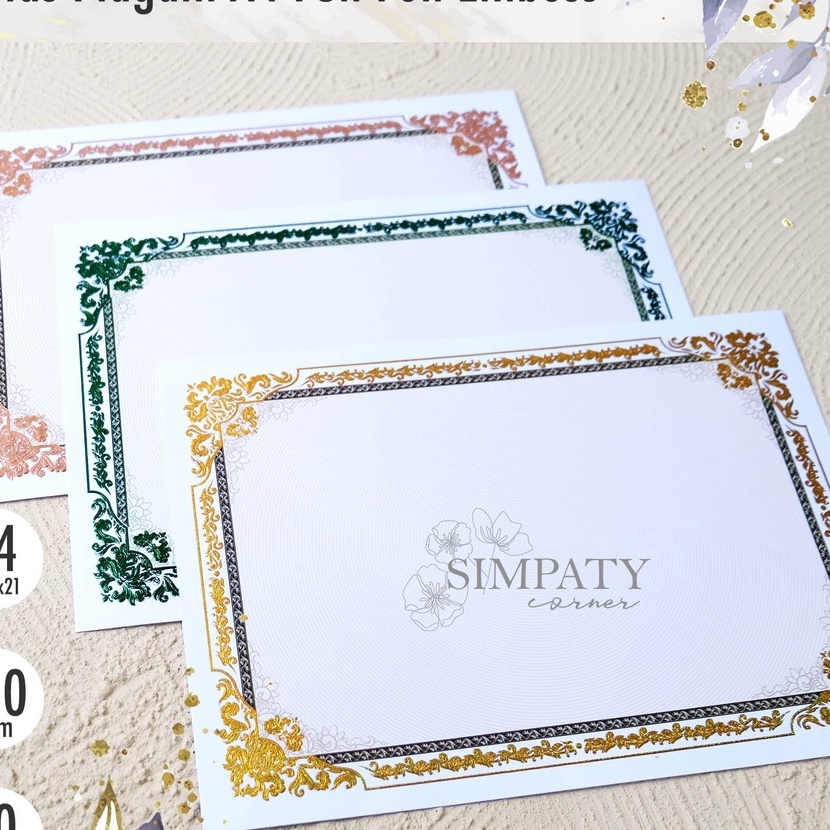 

murah Blanko Kes Piagam Sertifikat A4 Simpaty Full Foil Emas mewah