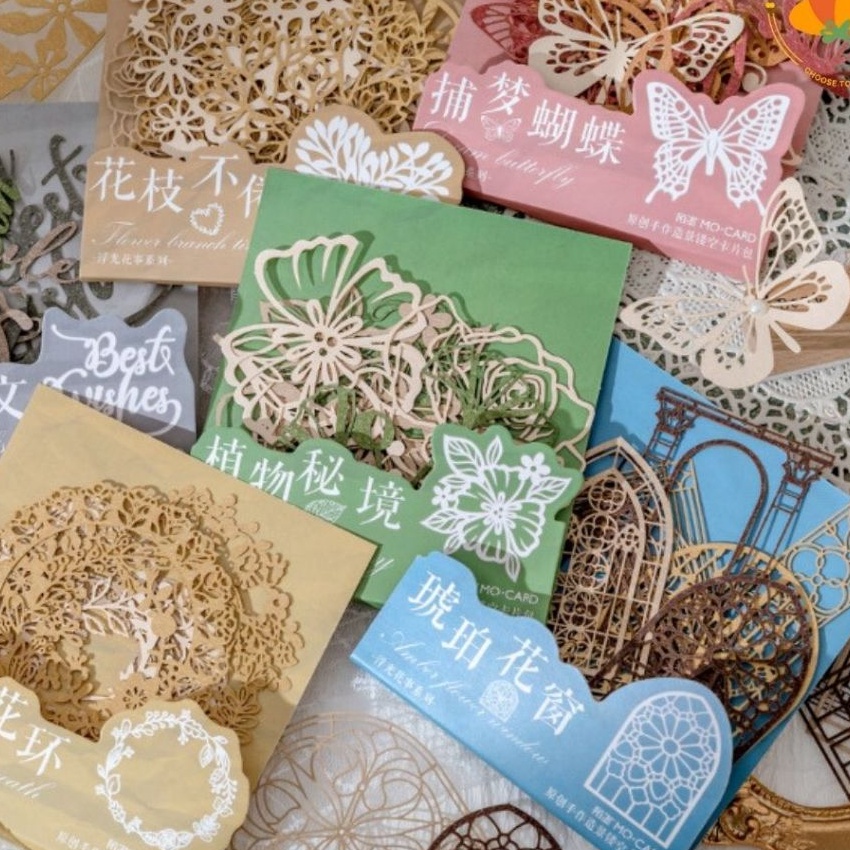 

KI3 1pcs kes dekorasi flower butterfly die cut paper motif bunga floral vintage frame scrapbooking bingkai deco old retro vintage material paper kumpulan kes dengan motif old retro vintage