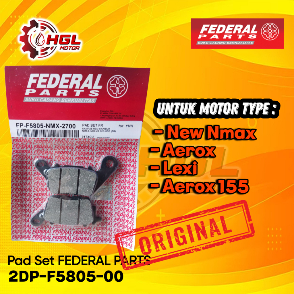 Kampas Rem Depan 2DP Pad Set  Federal Part untuk Yamaha Nmax Aerox Lexi Aerox 155 Original