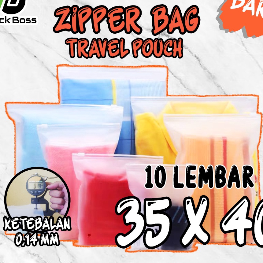 

Wah KANTONG ZIPPER BAG TRAVEL POUCH 35x4 PLASTIK TRANSPARAN DOFF ADA RESLETING 1 LEMBAR