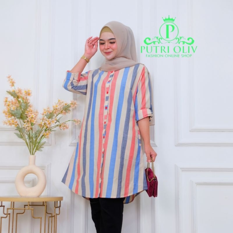 Terbaru Tunik Salur/Tunik Kotak/Salur Tunik Saku